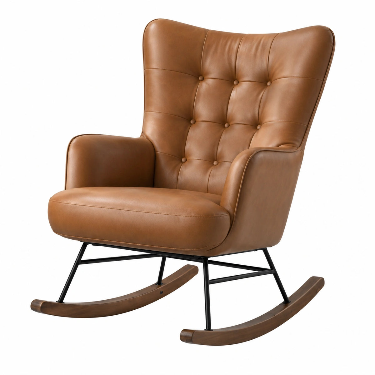 Fauteuil à bascule 75 x 90 x 105 cm brun aspect cuir style classique