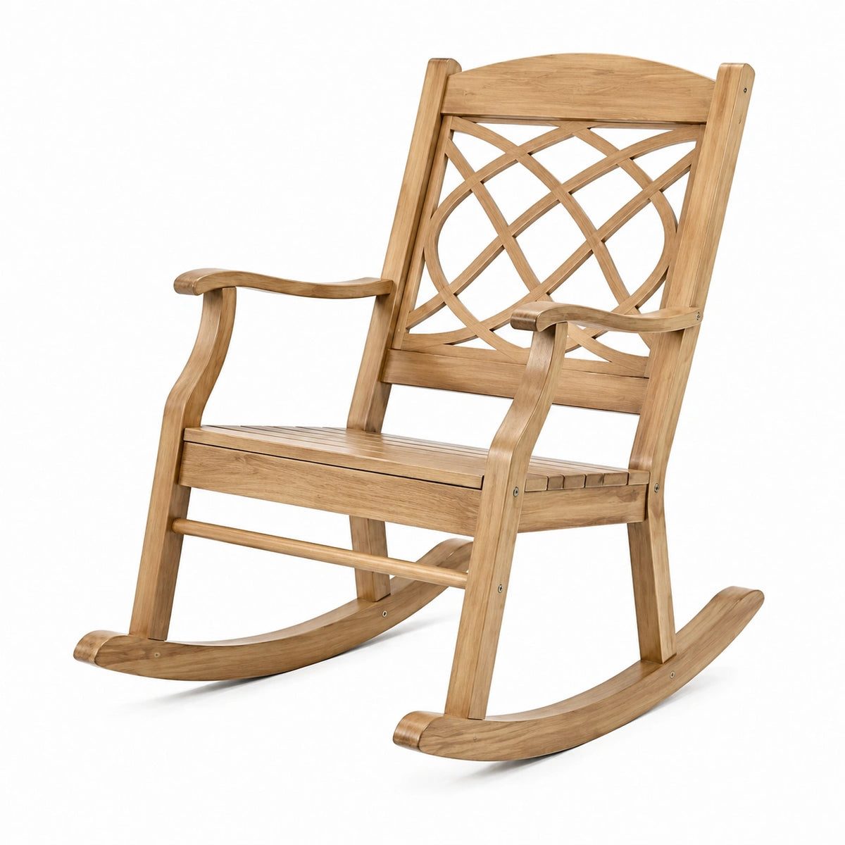 Fauteuil à bascule 65 x 95 x 110 cm en bois naturel style classique
