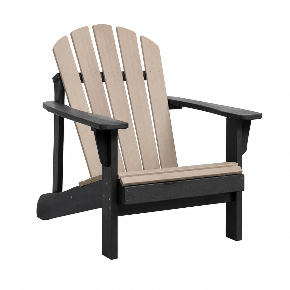 Fauteuil de jardin Adirondack 80 x 90 x 98 cm en polyéthylène beige et noir avec accoudoirs