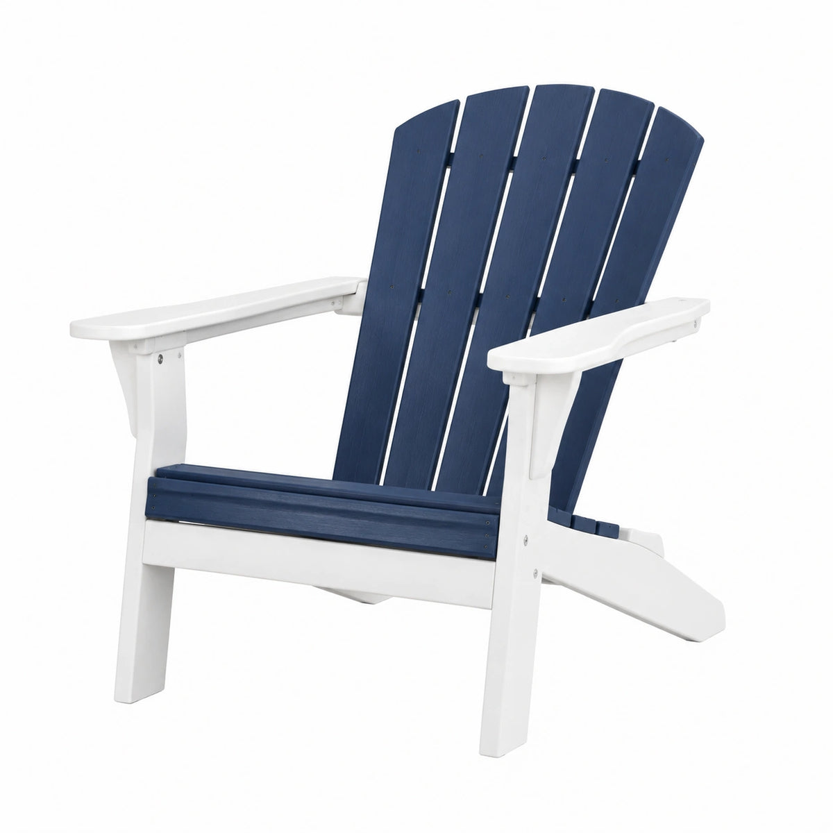 Fauteuil Adirondack 79 x 87 x 100 cm en bois bleu marine et blanc pour extérieur