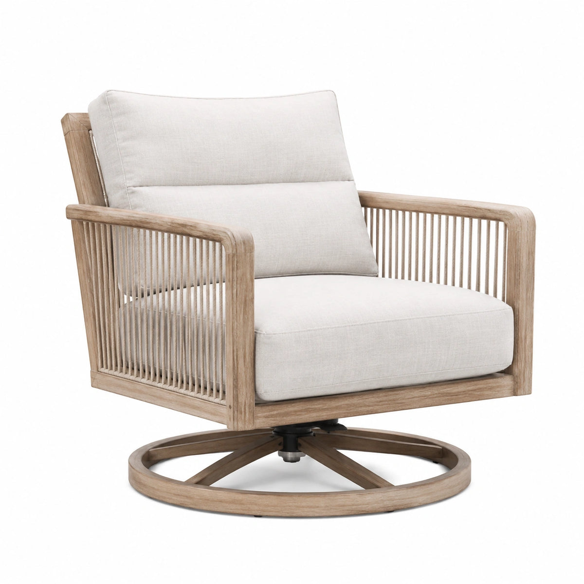 Fauteuil pivotant 82 x 84 x 88 cm en bois beige pour extérieur style contemporain